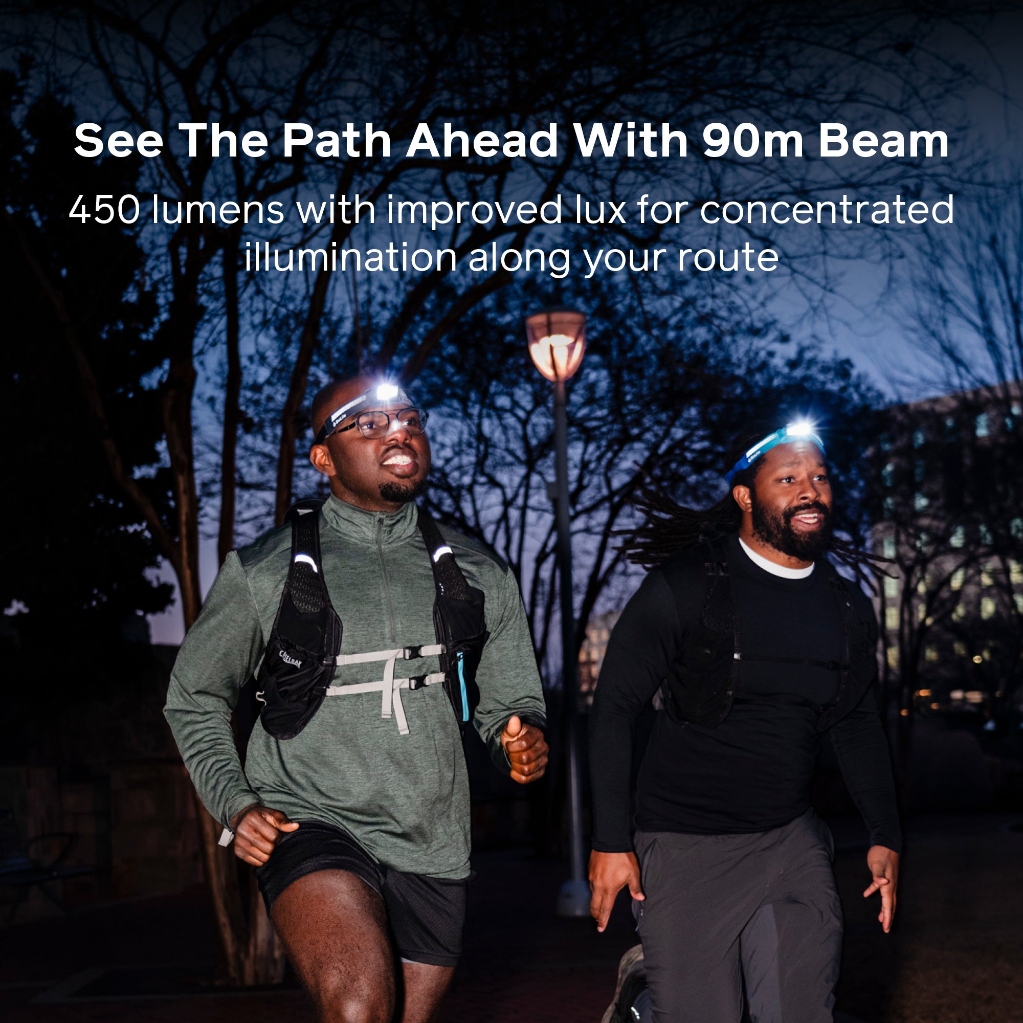 linterna frontal inteligente biolite range 500, diseñada para corredores nocturnos. ofrece iluminación potente y ajustable para mayor seguridad y visibilidad en tus entrenamientos nocturnos.