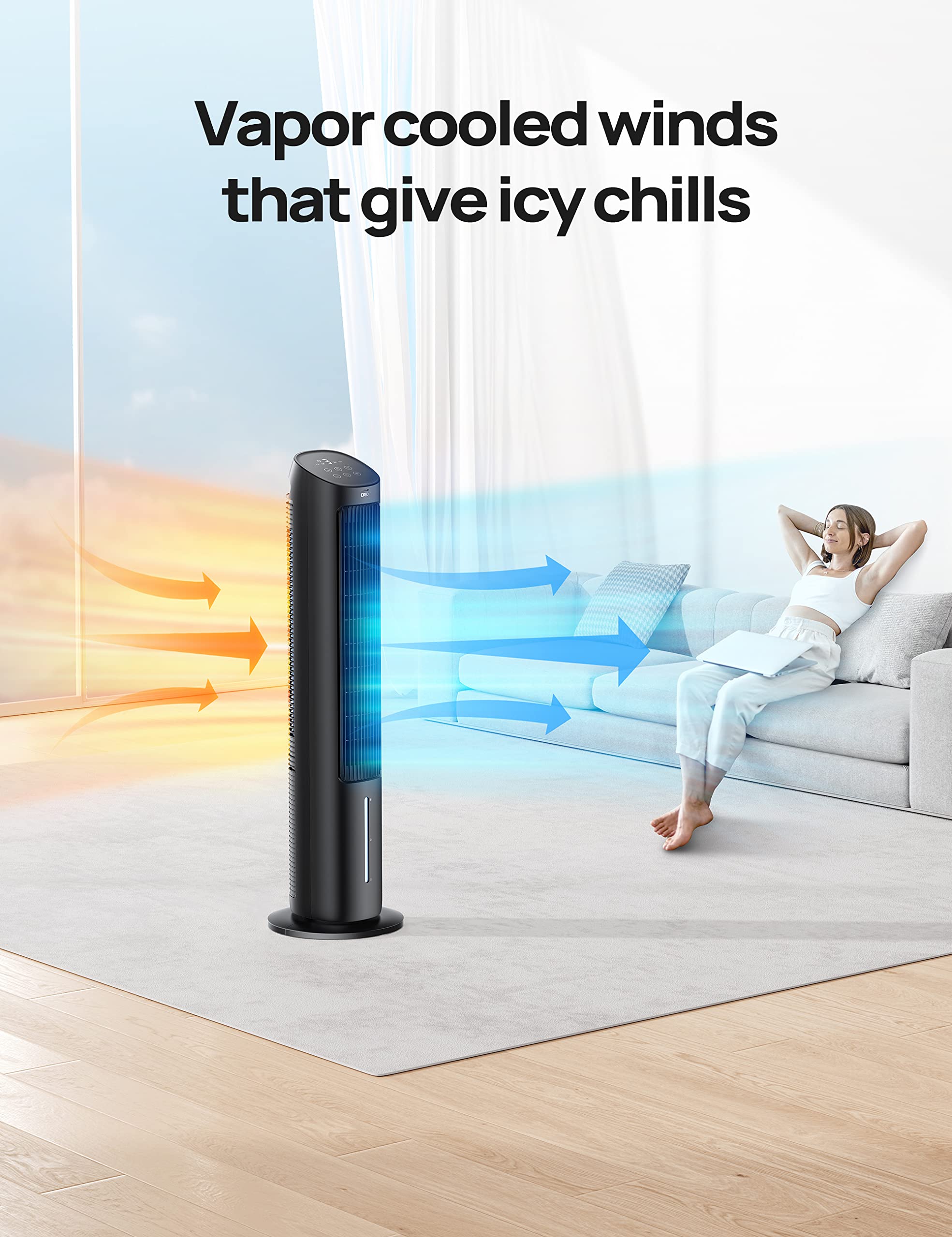 dreo turbocool: ventilador inteligente que enfría y humidifica, ofreciendo confort eficiente y un ambiente fresco en tu hogar.