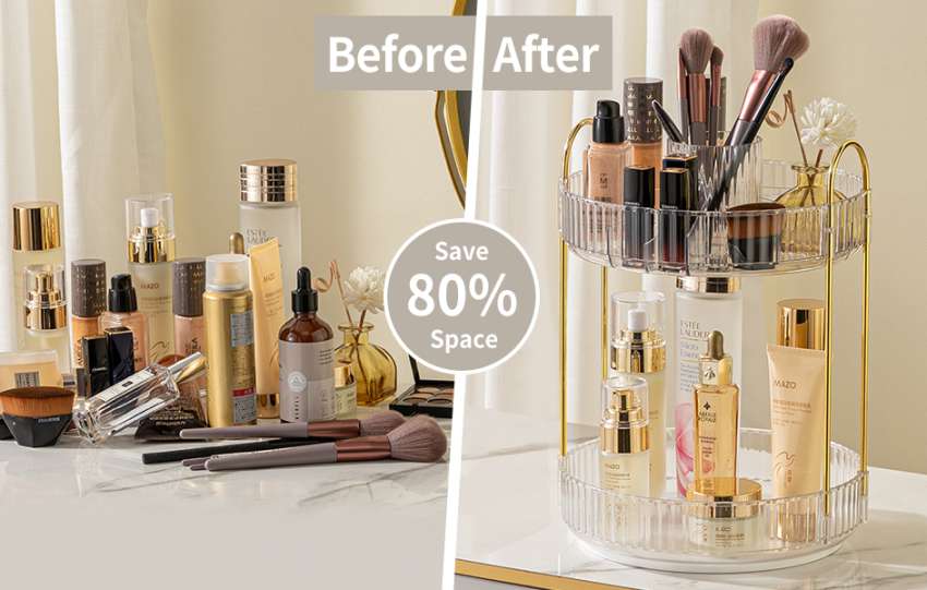 organiza tu maquillaje de manera eficiente con nuestros organizadores giratorios de maquillaje. ahorra espacio y encuentra tus productos fácilmente.