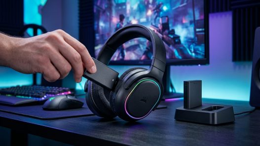 Auriculares gaming con baterías intercambiables en caliente nunca pares de jugar