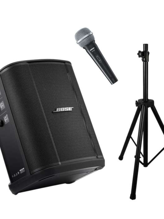 bose s1 pro+ sistema de sonido portátil ideal para entrenamientos en casa, con alta calidad de audio, fácil de transportar y conexión bluetooth.