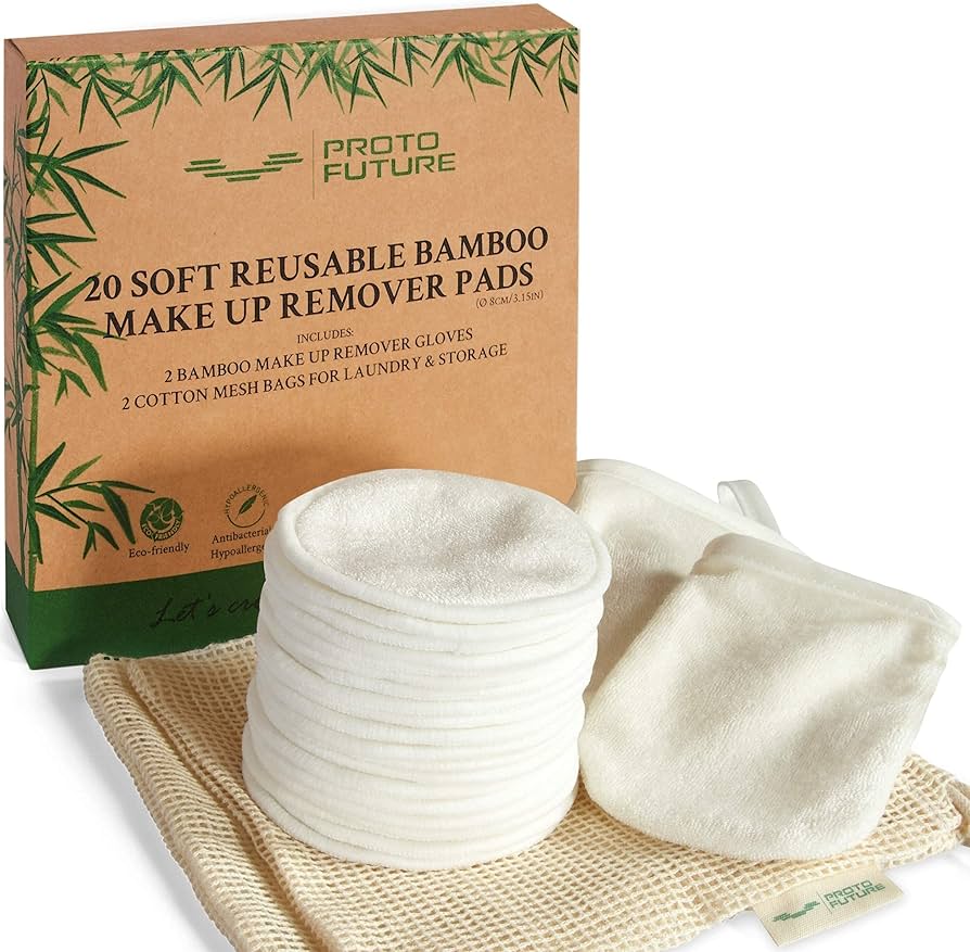 discos de algodón reutilizables de bambú, suaves y ecológicos, ideales para una limpieza facial natural y sostenible.