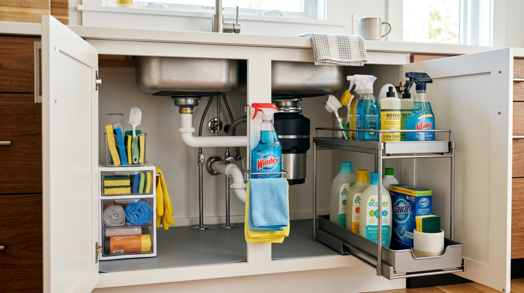 Organizadores bajo el fregadero la solución para aprovechar cada centímetro