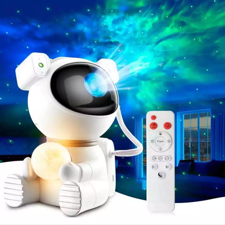 proyector de galaxias con diseño de astronauta para crear un ambiente mágico y espacial en tu habitación.