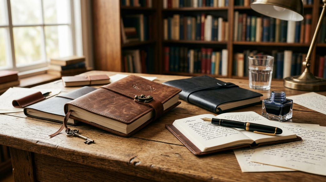 Regalos para escritores cuadernos de cuero y plumas elegantes en Amazon