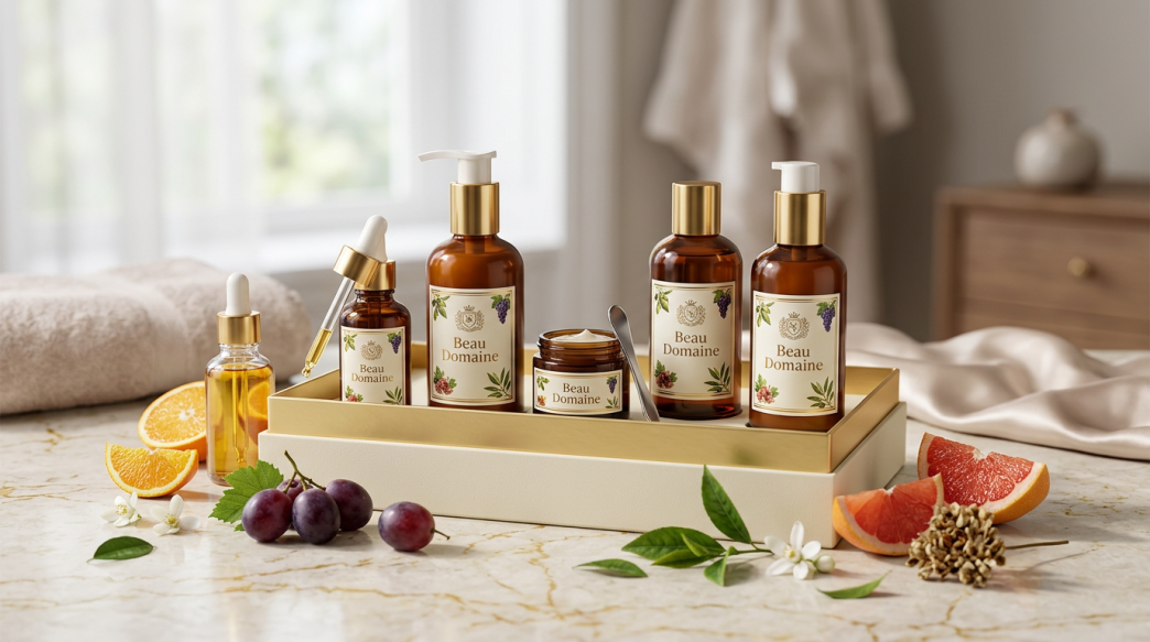 Sets de cuidado facial antioxidante de Beau Domaine el lujo para pieles maduras