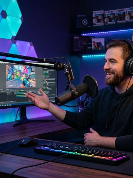 Setup gamer para streaming luces clave y micrófonos profesionales Amazon